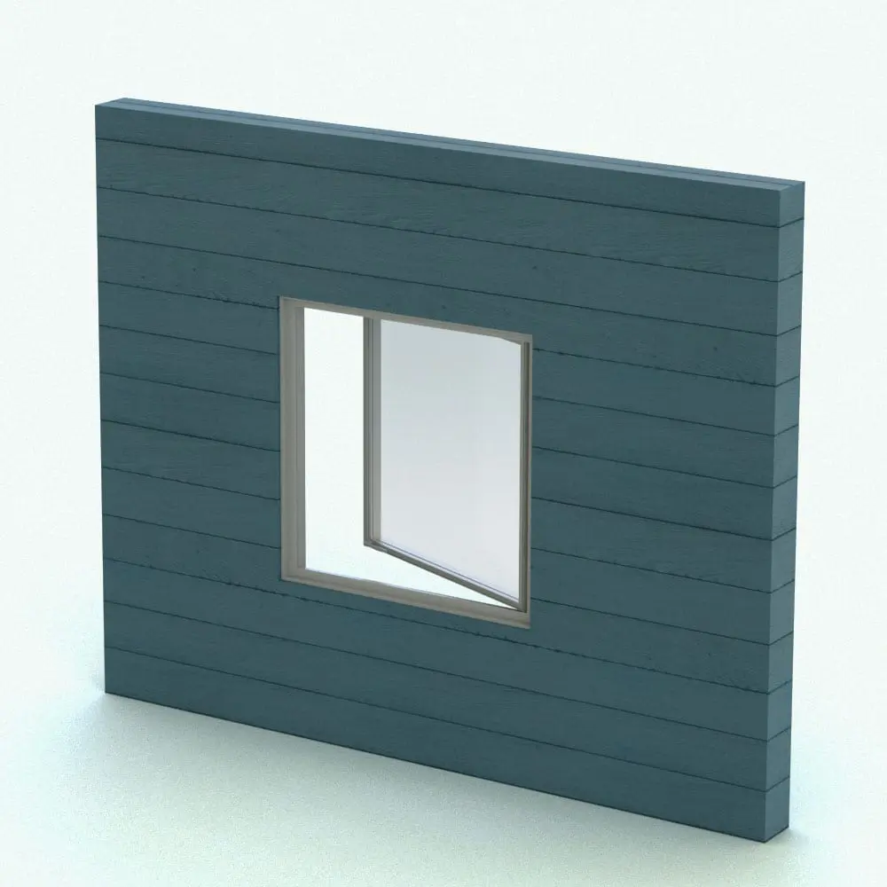 Revit Family / 3D Model - Casement Revit Window Family - T600N Rendered in Revit Casement Revit Window Family shown embedded in a teal colored wooden wall and rendered in a gray colored metallic frame material. This Revit family is fully parametric, easy to use and ready to render. Just load it into your project, set the dimensions and hit the render button for instant results. Plus, this Revit window family belongs to our FREE Revit families category, so go ahead and download it today. No credit card required.
