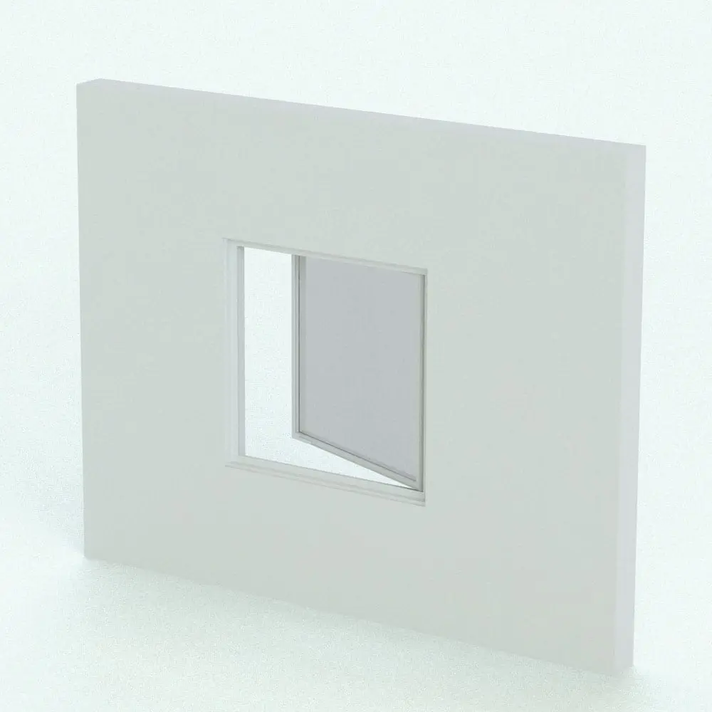 Revit Family / 3D Model - Casement Revit Window Family - T600N Perspective Casement Revit Window Family in 3D and rendered in black and white (ambient occlusion style) to show the shapes better. Ideal for any style of architectural project, this fully parametric and easy to use Revit window family will streamline your workflow in just a few clicks.