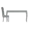 Classic Dining Table 3D Model side view and shown in wireframe so you can see the clean topology of both, the table and the chair 3D models. This image is not showing all chairs so you can see the topologies better. Ideal for modern and contemporary interior design projects, this Classic Dining Table 3D Model will make your spaces look professional and livable.
