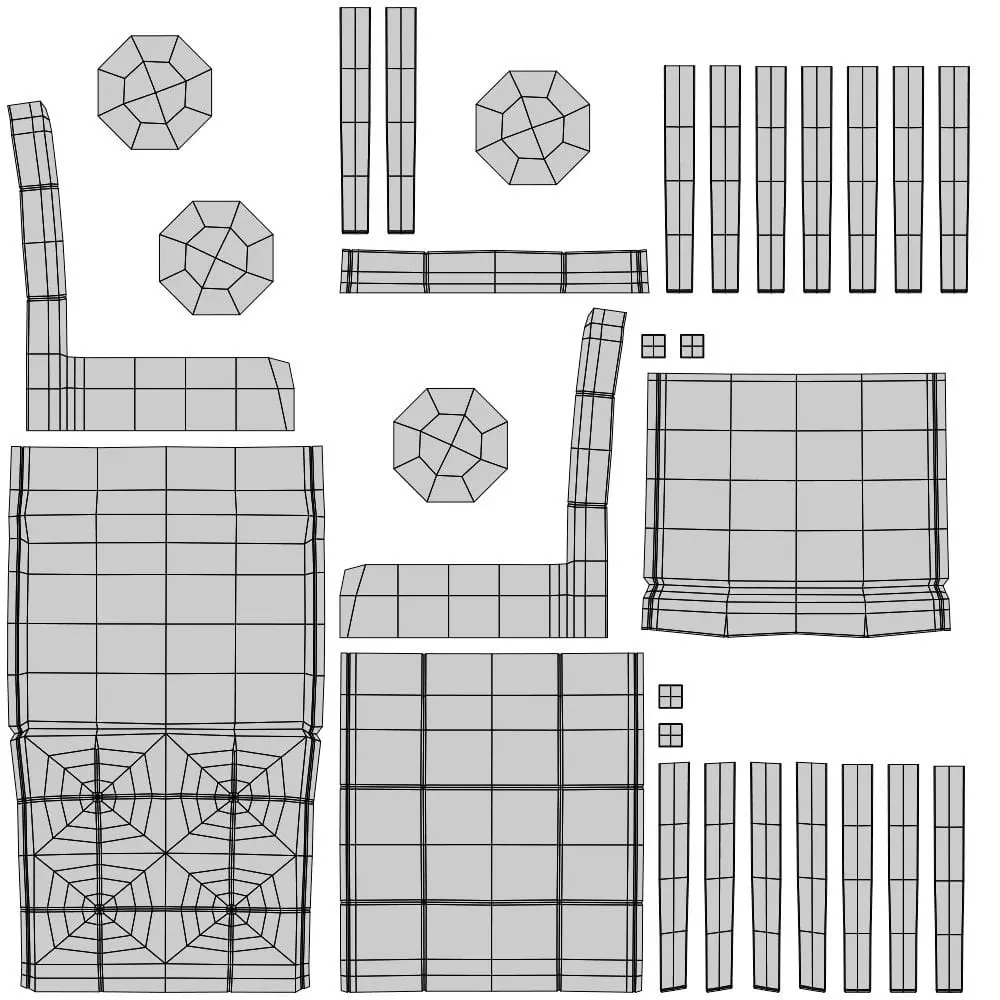 Revit Family / 3D Model - Cross-legged Rectangular Dining Set UV's 3 Revit Family / 3D Model - Cross-legged Rectangular Dining Set UV's 3