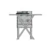 Cross-legged Dining Table 3D Model in front view and displayed in wireframe to show the clean topology of both, table and chair. Ideal for modern and contemporary interior design projects, this dining table 3D model will transform your spaces in just a few clicks.