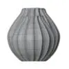 Curved Sprocket Flower Vase 3D Model in side view and displayed in side view to showcase its clean topology. This vase 3D model was modeled with the highest standards in the industry to ensure it looks photorealistic and professional in all your projects.