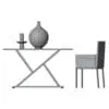 Metal Base Dining Table 3D Model in side view and rendered in wireframe mode. Ideal for residential or commercial projects, this modern and compact dining set 3D model will seamlessly blend to your modern projects in just a few clicks.