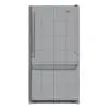 Refrigerator With Bottom Freezer 3D Model in front view and rendered in wireframe mode to showcase its clean and optimized topology. Whether you need a complement for your project or a statement piece, this refrigerator 3D model will make your renders look finished.
