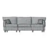 Sectional Couch 3D Model With Ottoman in front view and rendered in wireframe mode to showcase the clean and optimized topology of both, the couch and cushions. Whether used in residential or hospitality settings, this highly-detailed couch 3D model will enhance your renders in just a few clicks.