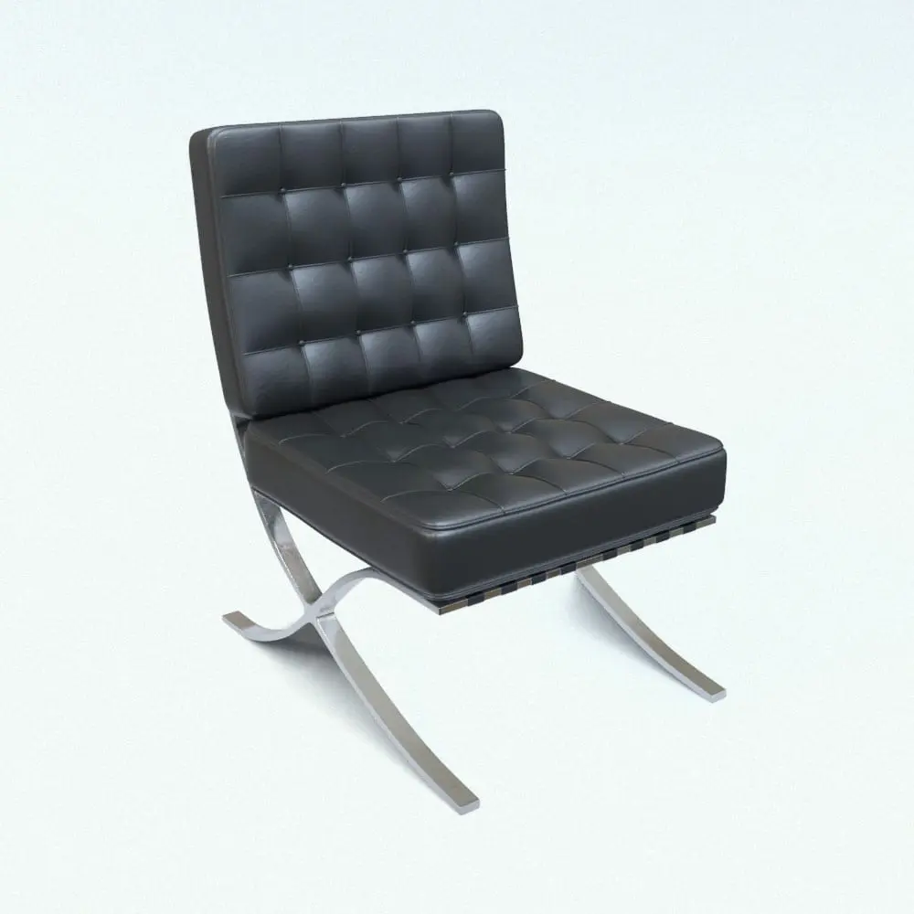 Revit Family / 3D Model - Barcelona Chair 3D Model - Revit Family Rendered in Vray Barcelona Chair 3D Model - Revit Family in 3D and rendered in Vray with a black leather finish and chromed structure. This high quality chair 3D model is carefully crafted with the best industry practices so your 3D renderings and projects look professional and finished. This chair 3D model also includes a Revit chair family version. While it is not a parametric family, it will still look great in your Revit projects. Don't wait any longer and download this Barcelona Chair 3D Model - Revit Family for FREE.