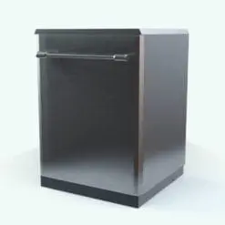 Tubular Handle Dishwasher 3D Model rendered in Vray in a stainless steel finish and black base. This dishwasher 3D model is ideal for kitchen visualizations, making them look photoreal and finished. Don't let this opportunity go by and add this dishwasher 3D model to your cart today.