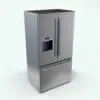 Refrigerator 3D Model With Bottom Freezer rendered in Vray with a stainless steel finish and featuring a modern water/ice dispenser. This refrigerator 3D model will make your renders and projects stand out in just a few clicks.