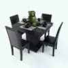 Elegant Square Dining Table 3D Model With Leather Chairs rendered in Vray with a dark chocolate wooden finish and dark brown leather. This table 3D model set includes all the table settings depicted and the central vase and decorations to make a fully complete 3D model. Ideal for modern and contemporary interior designs, this dining table 3D model will make your projects stand out from the crowd.