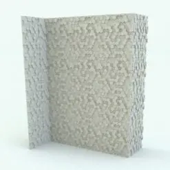 Hexagonal Wall Panel Revit Family in 3D and rendered in a white colored finish. Ideal to create an accent wall or a focal point in your project, this fully parametric, easy to use and ready to render wall panel Revit family will transform your wall in just a few clicks.