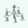 Modern Curved Chandelier 3D Model rendered in Vray with a silver metallic finish and frosted glass shades. Ideal for modern and contemporary designs, this high-quality chandelier 3D model will transform your spaces and make them look elegant and finished.