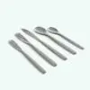 Modern Silverware - Cutlery 3D Model Set rendered in Vray with a stainless steel material finish. This cutlery 3D model features salad fork, meat fork, soup spoon, dessert spoon and knife. Ideal for modern and contemporary kitchen and dining room projects, this cutlery 3D model will elevate your renders to new heights in just a few clicks.