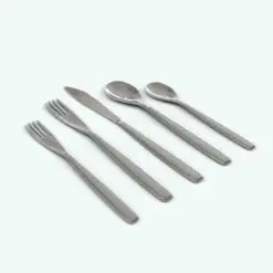 Modern Silverware - Cutlery 3D Model Set rendered in Vray with a stainless steel material finish. This cutlery 3D model features salad fork, meat fork, soup spoon, dessert spoon and knife. Ideal for modern and contemporary kitchen and dining room projects, this cutlery 3D model will elevate your renders to new heights in just a few clicks.