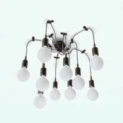 Modern Spider Chandelier 3D Model rendered in Vray with dark arms and frosted bulbs. This chandelier 3D model will add a touch of modernity to any project with its design-forward shape that will make it a focal point in your project. Don't let this opportunity go by and add this Spider Chandelier 3D Model to your cart today.