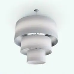 Modern Tiered Chandelier 3D Model rendered in Vray with light colored shades and metallic structure. Ideal for luxury interiors, this chandelier 3D model will elevate your projects to new heights in just a few clicks.