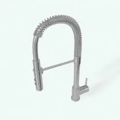 Pull Down Kitchen Faucet 3D Model rendered in Vray with stainless steel materials. This model was created with the highest standards in modeling, texturing and UV'ing to ensure this faucet 3D model look great in all your 3D visualizations.