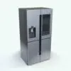 Quad-Door Modern Refrigerator 3D Model rendered in Vray with a stainless steel finish and black accents and a big screen. Ideal for modern an contemporary interior design projects, this high-quality refrigerator 3D model will make your spaces stand out.