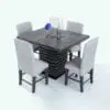 Layered Base Dining Table 3D Model rendered in Vray with a dark chocolate wood finish for the table and chair legs and white upholstery for the chairs. This table 3D model also includes all the items shown on the table to create a cohesive and complete look. Don't wait any longer and add this dining table 3D model to your personal assets today.