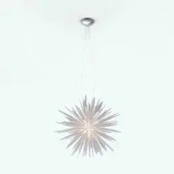 Star Chandelier 3D Model rendered in Vray with a white colored finish and chrome fixture. This model was crafted with the highest standards in modeling, texturing and UV'ing to ensure it seamlessly blend into your projects in an efficient way. Don't let this opportunity pass and add this chandelier 3D model to your cart today.