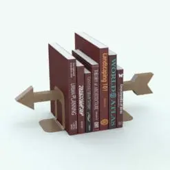 Arrow Bookends Decoration Revit Family in 3D and rendered in a light colored wood finish with books in red tones. Ideal for modern or contemporary interior design projects, this fully parametric and easy to use decoration Revit family will transform your spaces in just a few clicks.