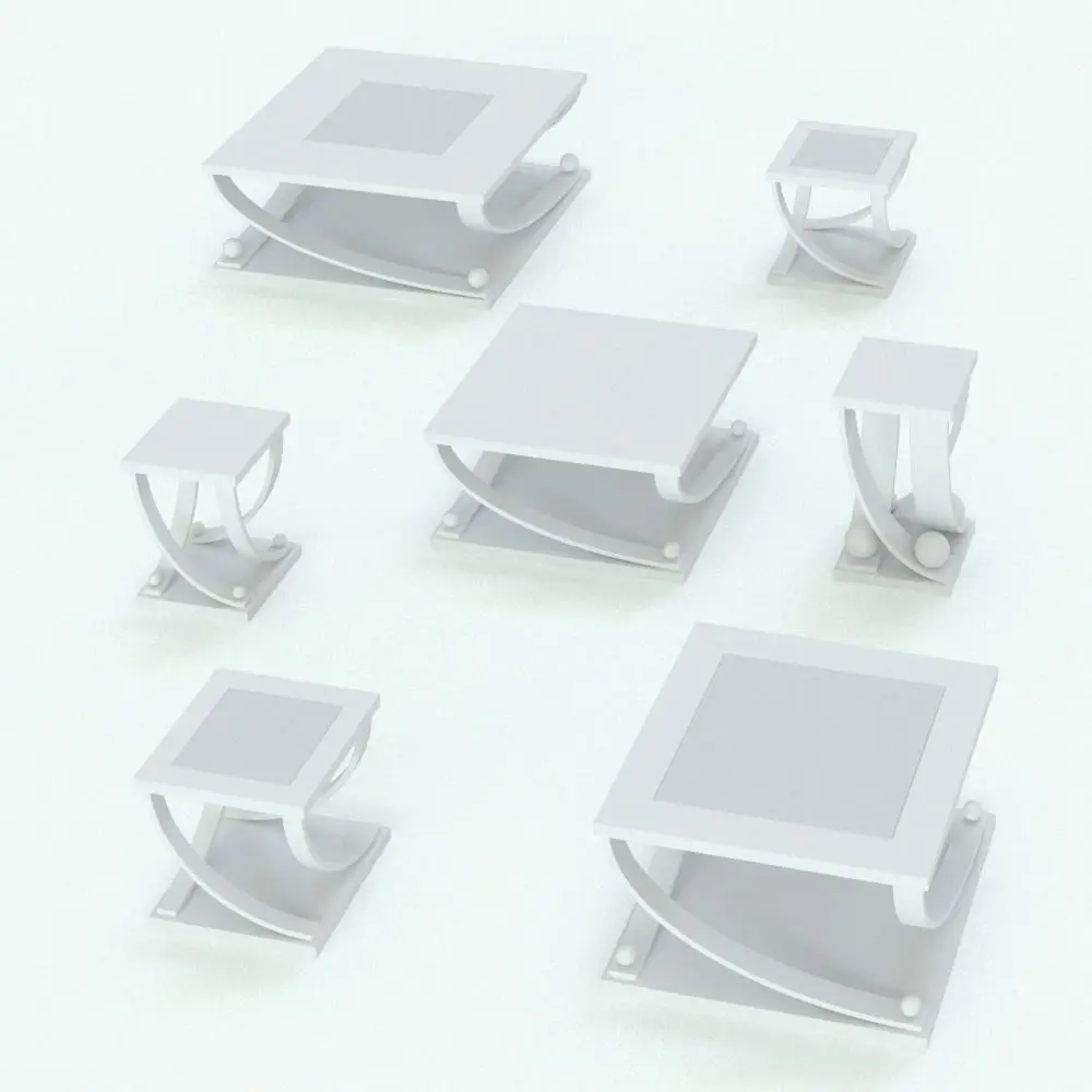 Revit Family / 3D Model - Quarter Circle Coffee Table Revit Family Variations Quarter Circle Coffee Table Revit Family shown in different sizes and configurations to showcase its parametric flexibility. This Revit family allows you to change the overall dimensions as well as the height, the visibility of the inset (marble top) and much more. Ideal for residential, commercial and hospitality settings this coffee table Revit family will take your renders to the next level.