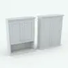 Upper Bathroom Cabinet Revit Family in 3D and rendered in black and white (ambient occlusion style) to show the shapes and details better. Whether used in home projects or commercial/hospitality ones, this fully parametric and easy to use bathroom cabinet Revit family will make your spaces stand out in just a few clicks. Get it today and see for yourself.