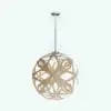 Wooden Sphere Chandelier 3D Model rendered in Vray with a light colored wood finish. This model was created with the highest standards in modeling, texturing and UV'ing to ensure a professional and photorealistic looking chandelier 3D model.