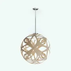 Wooden Sphere Chandelier 3D Model rendered in Vray with a light colored wood finish. This model was created with the highest standards in modeling, texturing and UV'ing to ensure a professional and photorealistic looking chandelier 3D model.