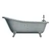 Antique Basic Bathtub 3D Model + Revit Family in side view and rendered in wireframe to show the quad topology better. Ideal for luxury bathrooms whether residential, commercial or hospitality, this high-quality bathtub 3D model also includes a Revit bathtub family so you can enjoy it in all your favorite applications.
