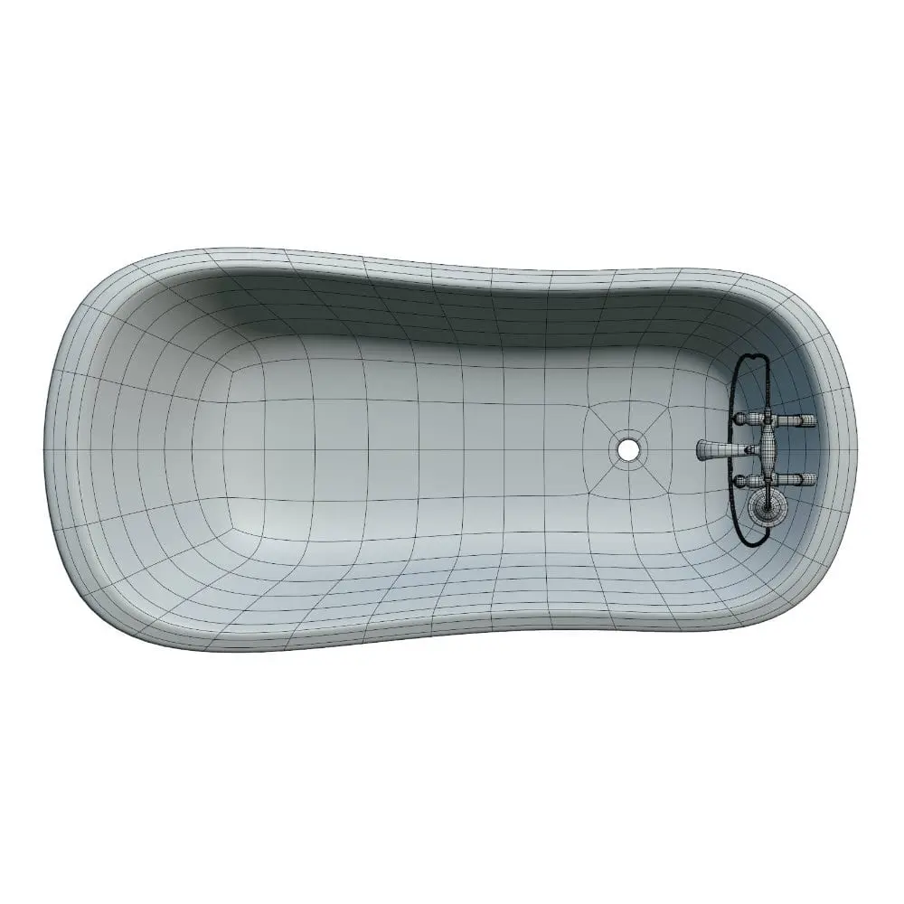 Revit Family / 3D Model - Antique Basic Bathtub 3D Model + Revit Family Top View Antique Basic Bathtub 3D Model + Revit Family in top view and rendered in wireframe style to show the clean topology better. Don't let this opportunity go by and get this high-quality and ready to render bathtub 3D model today.