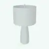 Circular Curved Base Lamp Revit Family in 3D and rendered in black and white (ambient occlusion style) to show the details and shapes better. Ideal for residential, commercial or hospitality settings, this fully parametric lamp Revit family will transform your spaces in just a few clicks.