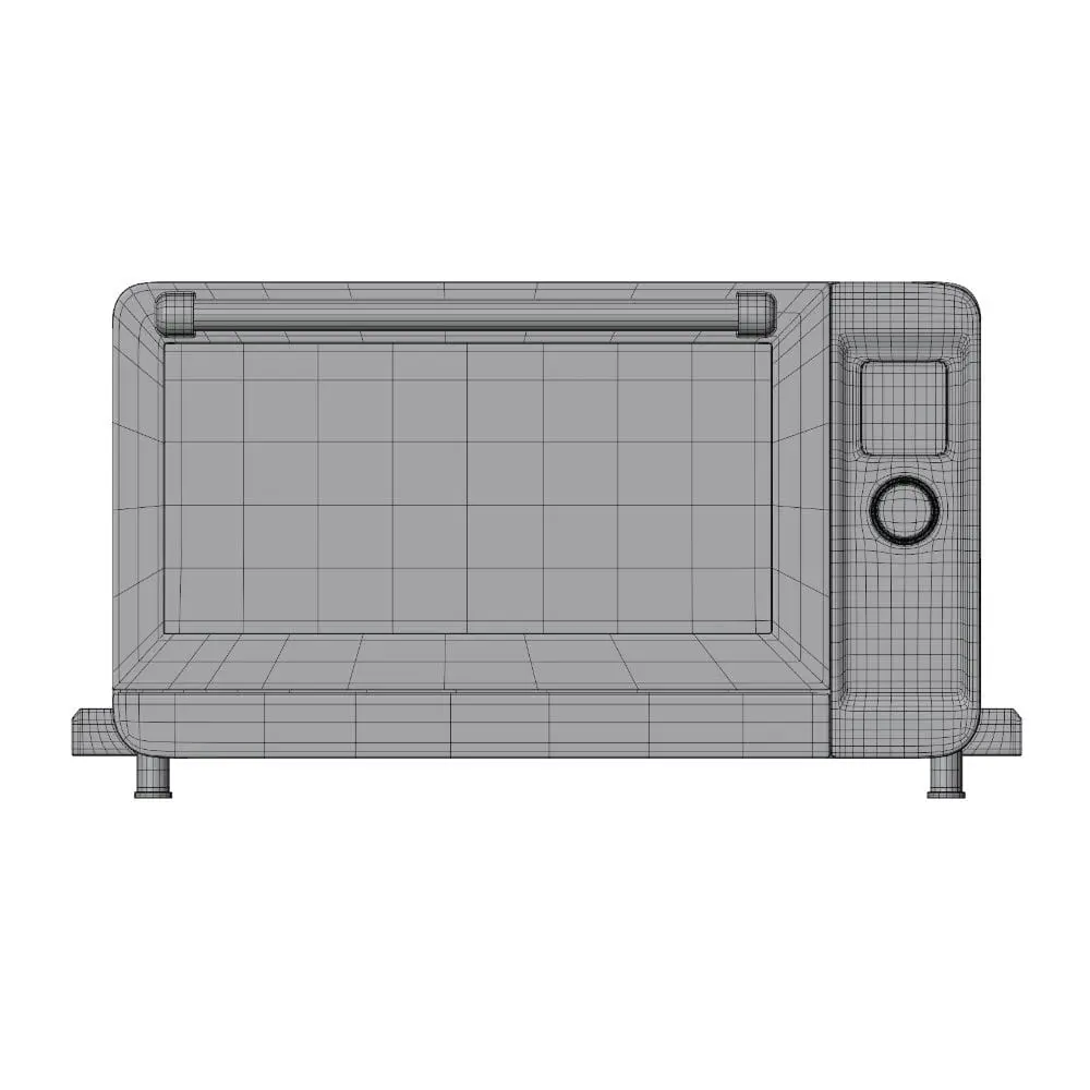 Revit Family / 3D Model - Modern Digital Mini Oven 3D Model + Revit Family Front View Modern Digital Mini Oven 3D Model + Revit Family in front view and rendered in wireframe mode to showcase its clean topology. Ideal for residential kitchens, restaurants, cafes and more, this high-quality oven 3D model will transform your spaces in just a few clicks.