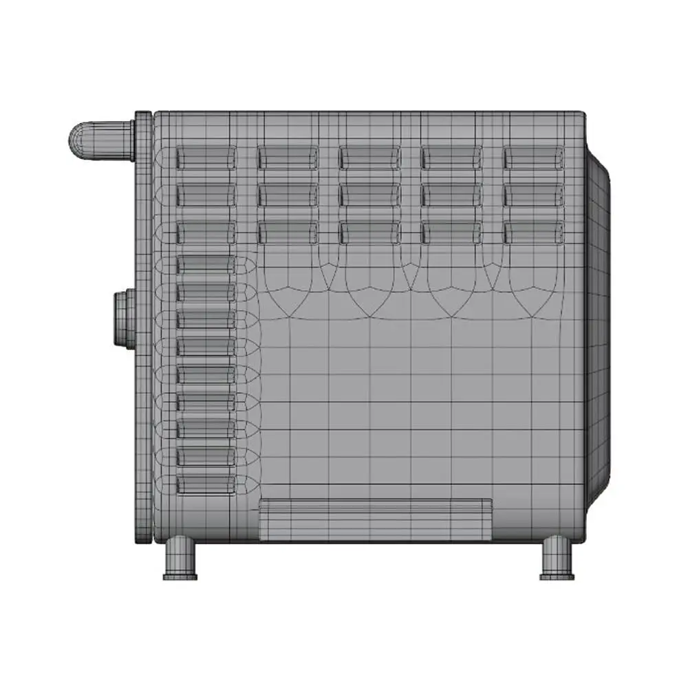 Revit Family / 3D Model - Modern Digital Mini Oven 3D Model + Revit Family Side View Modern Digital Mini Oven 3D Model + Revit Family in side view and rendered in wireframe mode to show the clean topology better. This oven 3D model also includes an oven Revit family, which is meant to be rendered in Vray inside of Revit. If rendered without Vray in Revit, the model's curved objects will look faceted.