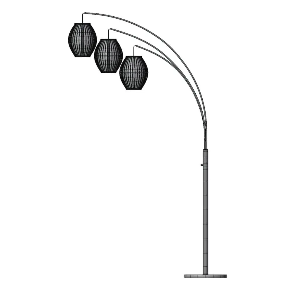 Revit Family / 3D Model - Antique Triple Lamp 3D Model Side View Antique Triple Lamp 3D Model in side view and rendered in wireframe mode to showcase its clean topology better. Whether used in residential, commercial or hospitality settings, this fully detailed lamp 3D model will transform your spaces in just a few clicks.