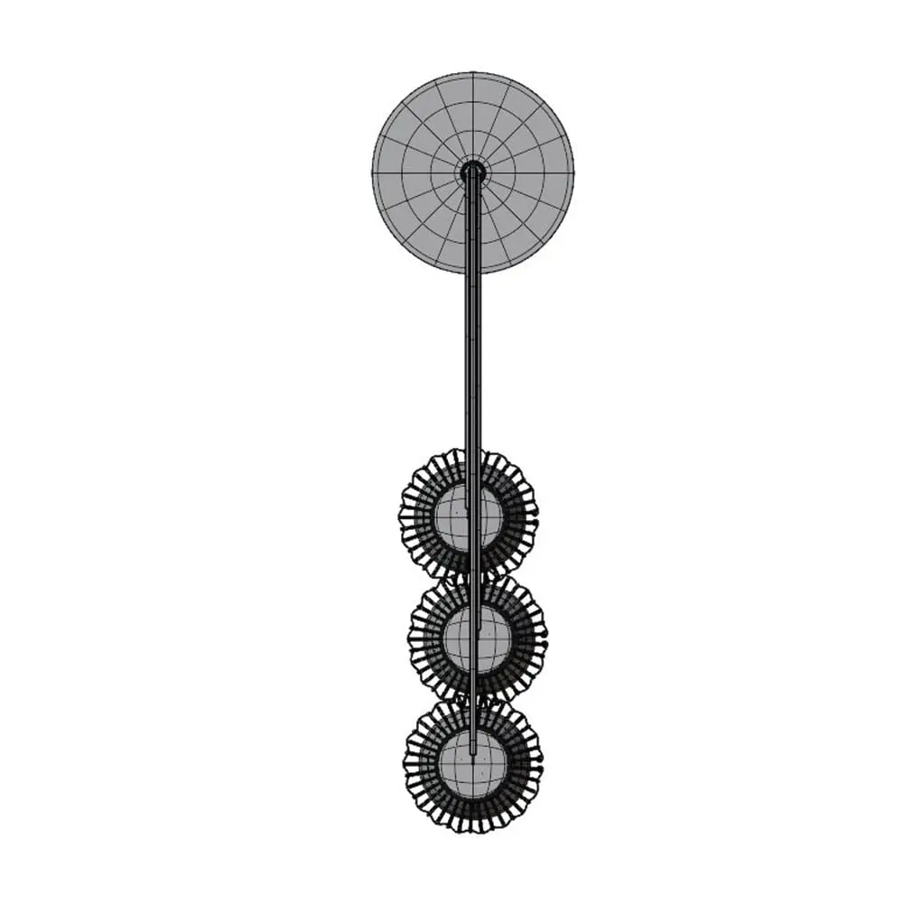 Revit Family / 3D Model - Antique Triple Lamp 3D Model Top View Antique Triple Lamp 3D Model in top view and rendered in wireframe mode to show the quad topology. This 3D model is crafted with the highest standards in modeling, texturing and UV mapping to ensure your projects look professional and finished. Get it today and see for yourself.