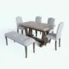 Rustic Marble Dining Table 3D Model rendered in Vray with a wooden base, a marble tabletop and white upholstered chairs. This 3D model was created with the highest standards in modeling, texturing and UV mapping to offer your a professional and photorealistic dining table 3D model for your projects. Get it today and see for yourself.
