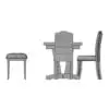 Rustic Marble Dining Table 3D Model in front view and rendered in wireframe mode to show the quad topology better. Whether used for residential or commercial purposes, this high-quality dining table 3D model will enhance your 3D visualizations in just a few clicks.