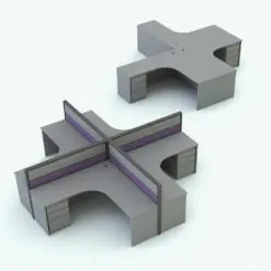 L-Shape Desk Cubicle Revit Family in 3D and rendered in a gray colored finish with purple accents. This Revit family is fully parametric, easy to use and ready to render. Just load it into your project, load the provided textures and hit the render button for instant results. Don't wait any longer and add this L-Shape Desk Cubicle Revit Family to your cart today.
