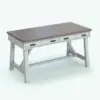 Modern Two Toned Revit Desk Family with Angled Legs in 3D and rendered with a white wood finish for the structure and drawers, brown wood for the desktop and black hardware. Ideal for home offices, professional offices, libraries and more, this fully parametric and easy to use Revit desk family will make your spaces look finished.