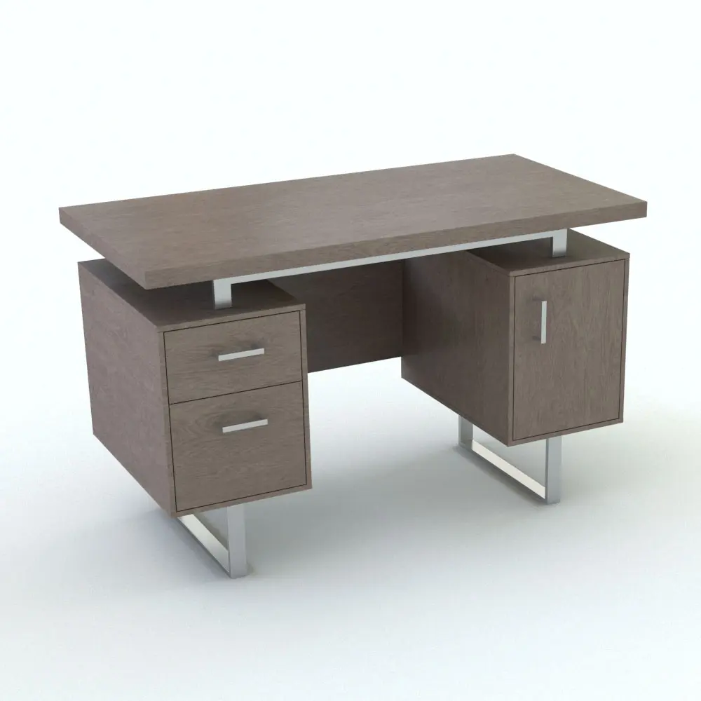 Revit Family / 3D Model - Floating Revit Desk Family With Drawers and Door Rendered in Vray Floating Revit Desk Family With Drawers and Door in 3D and rendered with a brown wood finish with chromed accents. This Revit family is fully parametric, easy to use and ready to render. Just load it into your project, load the provided textures and hit the render button for instant results. Don't wait any longer and get this floating Revit desk family today.