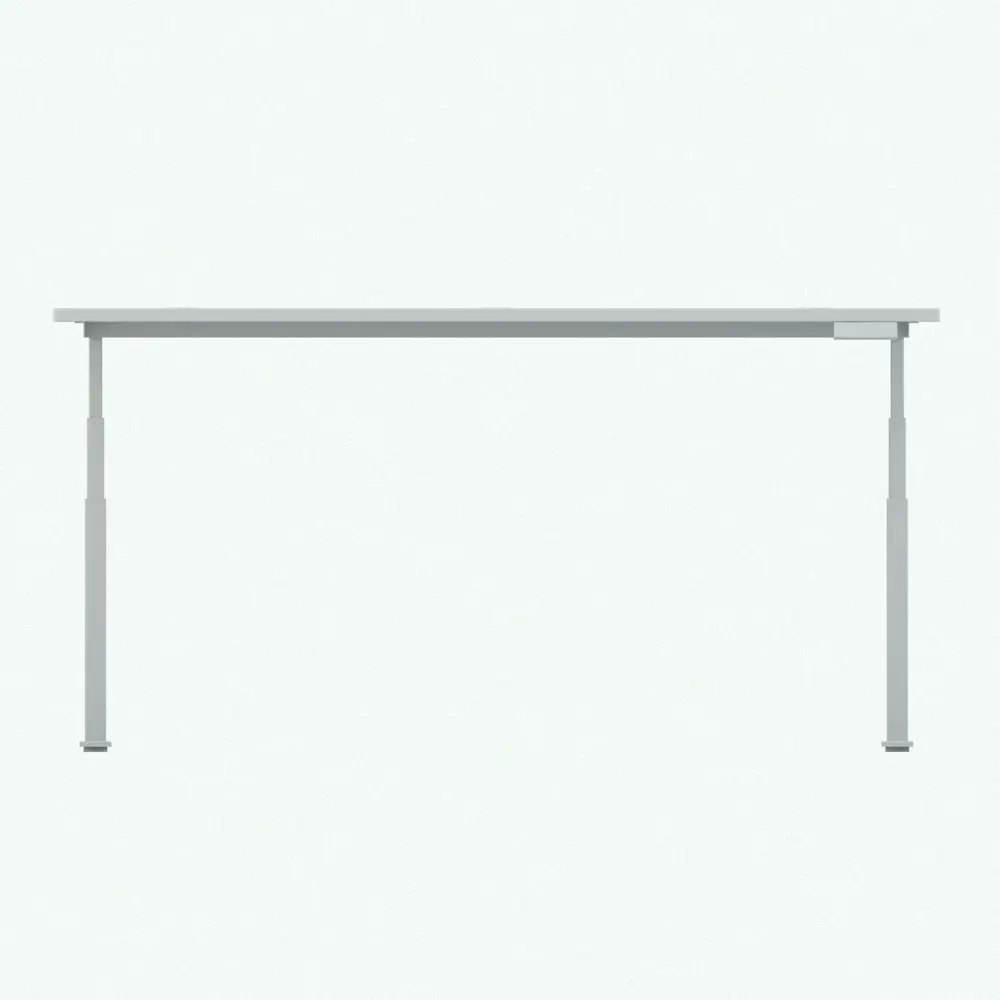 Revit Family / 3D Model - Rectangular Sitting/Standing Revit Desk Family Front View Rectangular Sitting/Standing Revit Desk Family in front view and rendered in black and white (ambient occlusion style) to showcase the shapes and details better. Ideal for residential or commercial spaces, this fully parametric and ready to render standing Revit desk family will elevate your projects to new heights in just a few clicks.