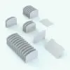 Vertical Desktop Office Revit Organizer shown in different sizes and configurations to showcase its parametric flexibility. This Revit family allows you to change the number of slots, the angle of the folder, the materials and much more for complete customization. Ideal for offices, home offices and more, this Vertical Desktop Office Revit Organizer will bring a touch of livability to your projects.