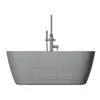 Curved Bathtub 3D Model + Revit Family in front view and rendered in wireframe mode to showcase the clean and optimized topology. Ideal for modern and contemporary interior design projects, whether residential, commercial or hospitality, this high-quality bathtub 3D model will take your renders to the next level. Additionally, this bathtub 3D model comes with a Revit bathtub family so you can use it in all your favorite applications.