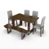 Rustic Dining Table 3D Model With Bench rendered in Vray with a dark colored wood finish and gray upholstered chairs. Ideal for modern, eclectic or contemporary interior design projects, this professionally built dining table 3D model will take your renders to the next level. Get it today and see for yourself.