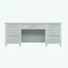 Classic Wooden Revit Desk Family in front view and rendered in black and white (ambient occlusion style) to show the details better. Ideal for residential or commercial purposes, this fully parametric and ready to render Revit desk family will enhance your projects and make them look finished. Get it now and see for yourself.