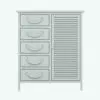Drawers-Door Bathroom Cabinet Revit Family in front view and rendered in black and white (ambient occlusion style) to show the shapes better. This Revit family is fully parametric, easy to use and ready to render. Just load it into your project, load the provided textures (or use your own) and hit the render button for instant results. Don't wait any longer and add this Drawers-Door Bathroom Cabinet Revit Family to your cart today.