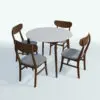 Simple Wood Dining Table 3D Model rendered in Vray with a brown colored wood finish, a white tabletop and gray upholstered chairs. This 3D model was created with the highest standards in modeling, texturing and UV mapping, so you can enjoy a professional and photorealistic looking model in your projects. Don't wait any longer and add this dining table 3D model to your assets today.