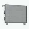 Classic Aluminum Mini Oven 3D Model + Revit Family in side view and rendered in wireframe mode to see its quad topology better. Ideal for residential, commercial or hospitality settings, this professionally built mini oven 3D model will enhance your projects and 3D renderings in just a few clicks.