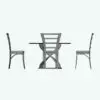 Twisted Base Dining Table 3D Model in front view and rendered in wireframe mode to showcase the clean topology better. This 3D model was created using the highest standards in 3D modeling, texturing and UV mapping to offer your clean and optimized dining table 3D model that will seamlessly blend into any of your projects.