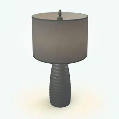 Circular Curved Base Lamp Revit Family in 3D and rendered in a gray metallic finish for the base and a gray fabric shade. Ideal for living rooms, bedrooms, offices, hospitality spaces and more, this fully parametric and easy to use lamp Revit family will transform your spaces in just a few clicks. Get it today and see for yourserlf.